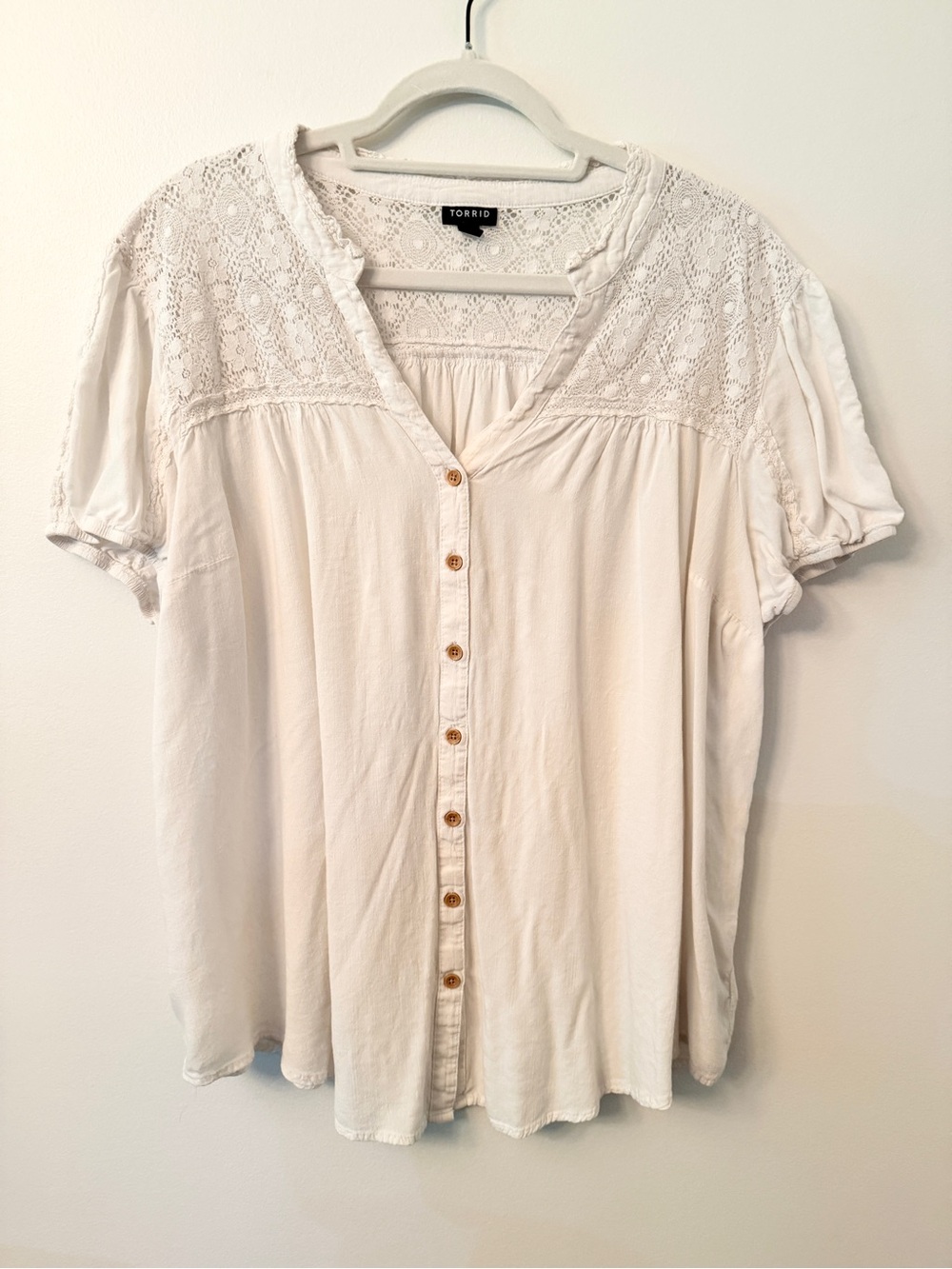 Torrid Cream Lace Yoke Peasant Blouse Size 3 3X